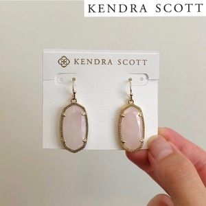 Kendra Scott Gold Dani Earrings in Rose Quartz
